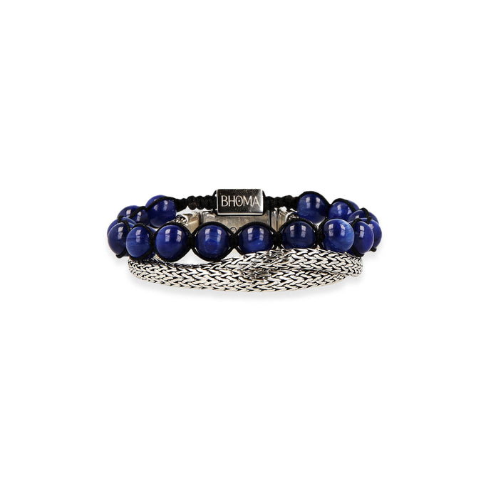 mens dark blue bracelet sterling silver bracelet stack