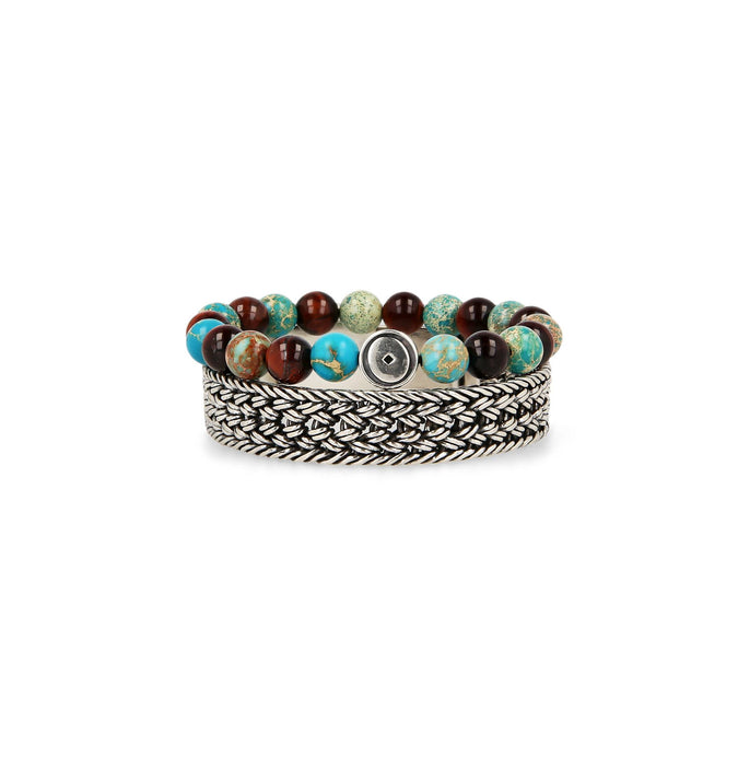 mens tiger eye turquoise silver bead bracelet